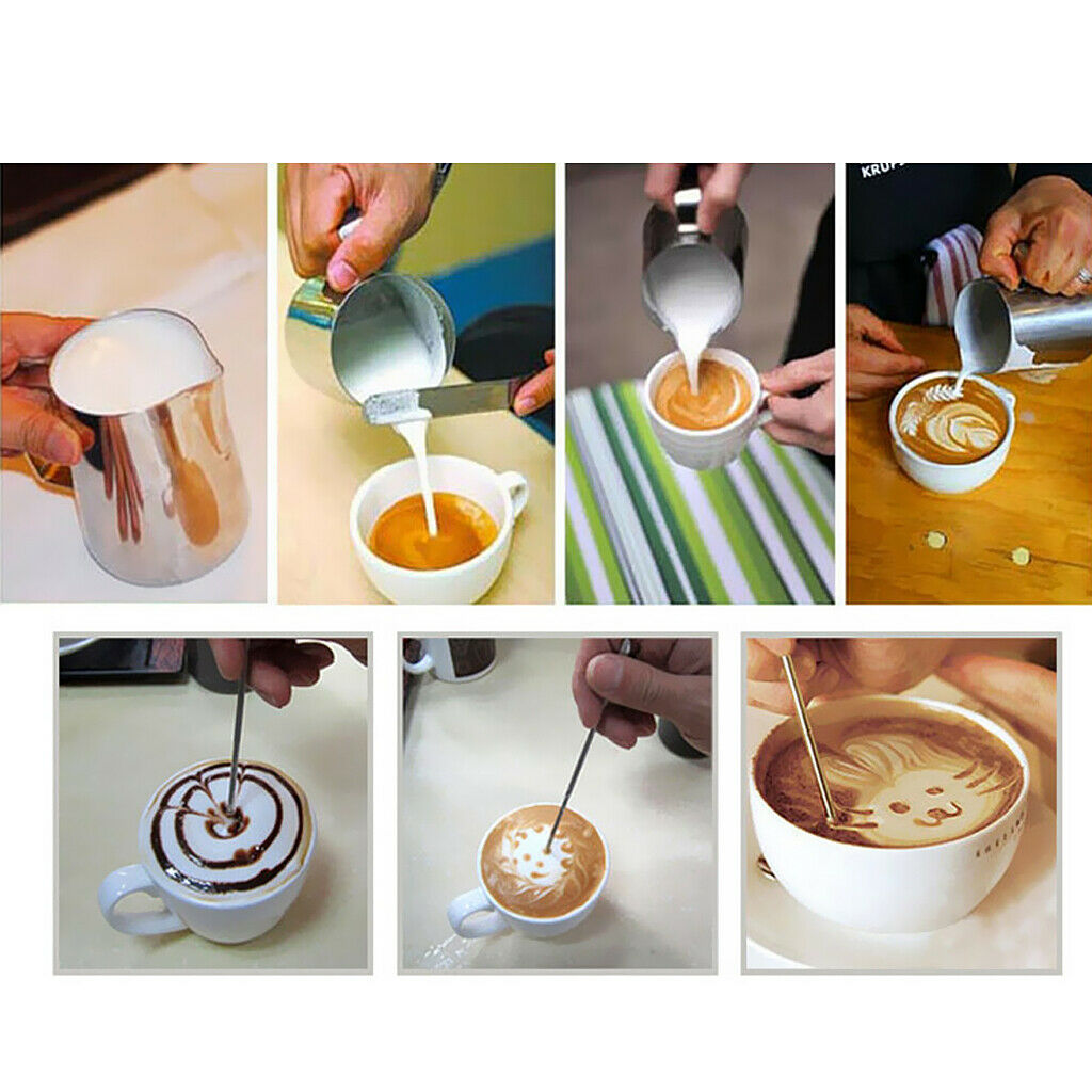 3 Pieces 350ml Stainless Steel Coffee Frothing Milk Tea Latte Jug with Scale