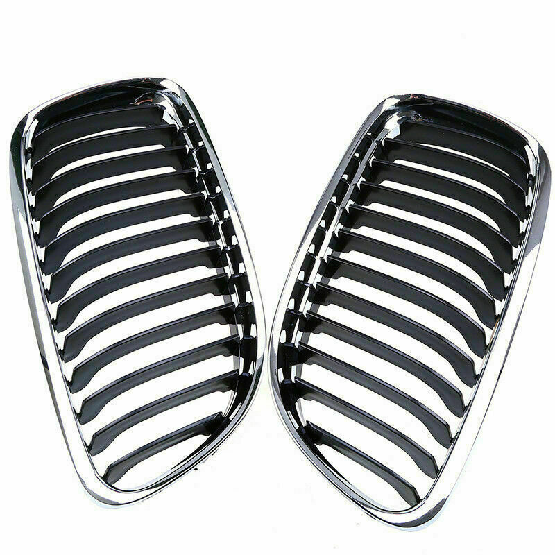 Pair For BMW E90/91 328i 335i 2008-2011 Chrome Front Bumper Kidney Grilles Grill