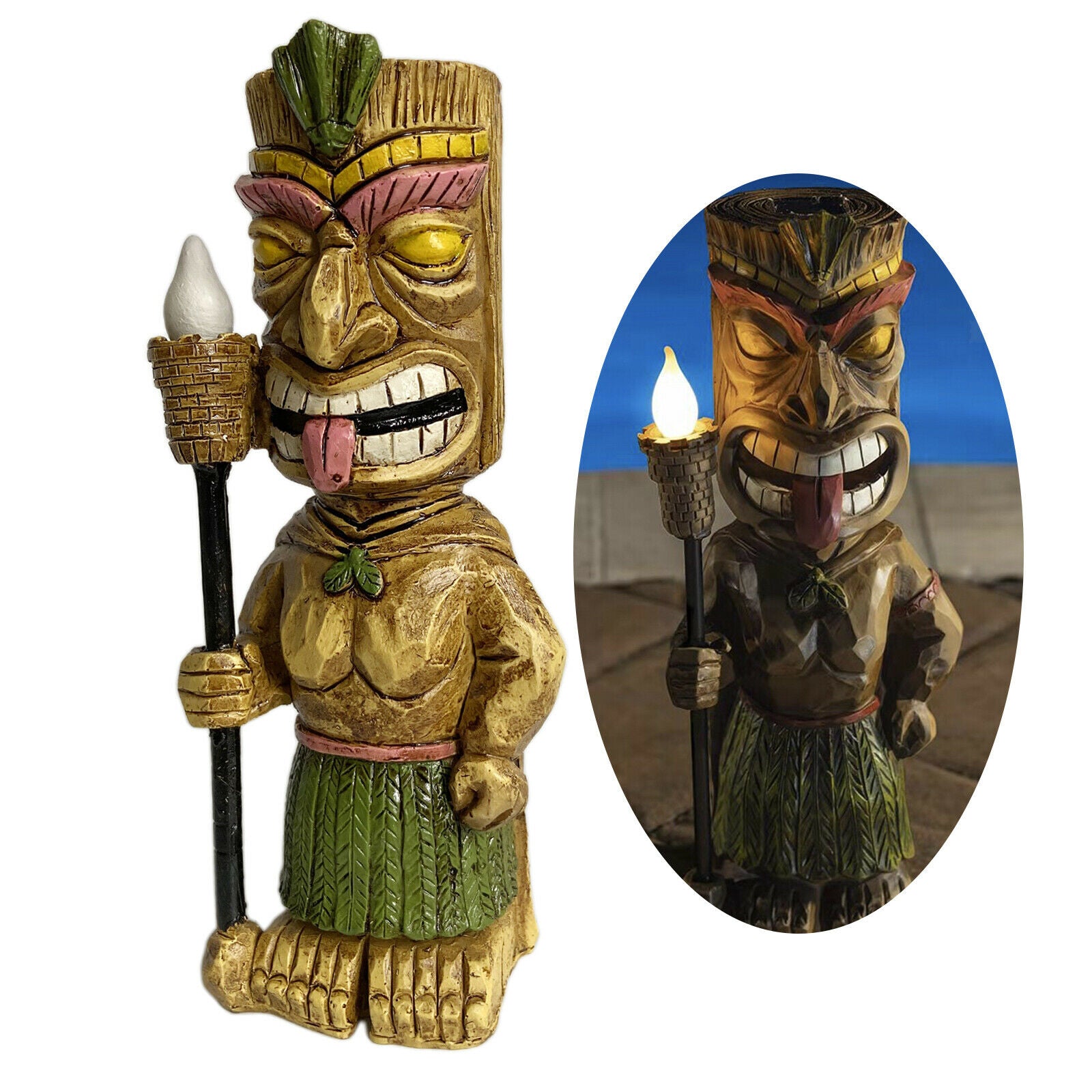 Party Time Tiki Solar Powered LED Outdoor Decor Garden Light Decorations