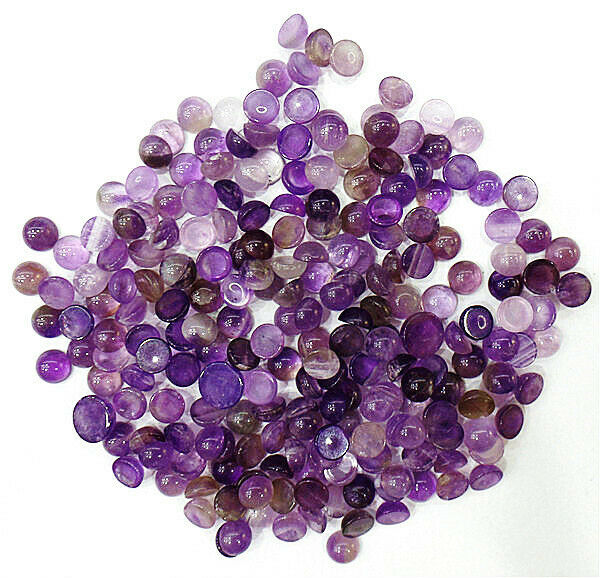 100Pcs 6mm Wholesale Natural Purple Brazil Amethyst Round Cab Cabochon HH7087