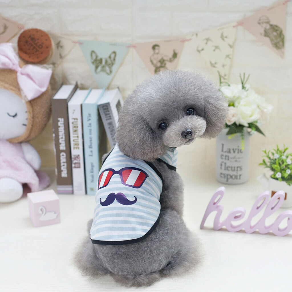 Sunglasses Print Pet Puppy Dog Cat Pet Clothes Dress Vest T Shirt Blue S