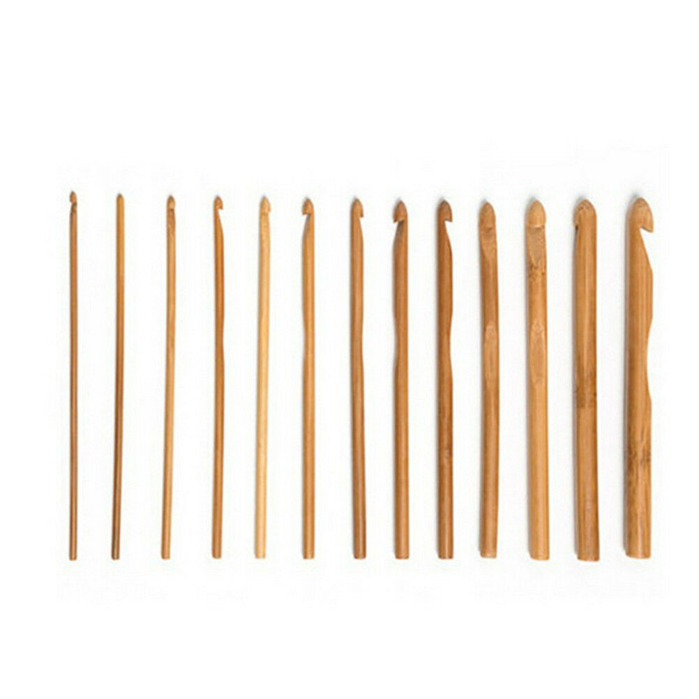 12X 6 Bamboo Handle Crochet Hook Knit Craft Knitting Needle Weave Yarn 3-.l8