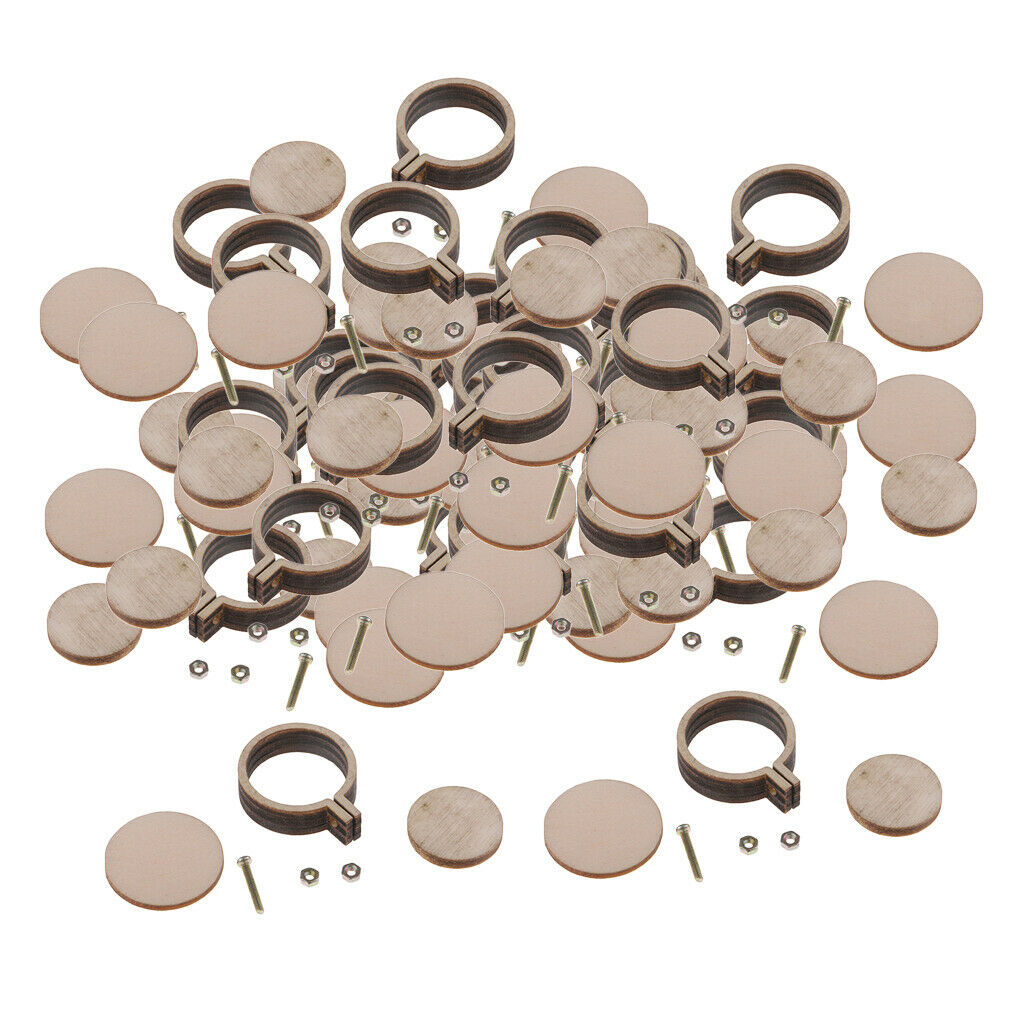 30 Pcs Mini Round Wood Embroidery Hoop Frame 20mm Necklace Pendant Making 2cm