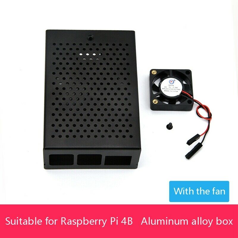 for Raspberry Pi 4B Aluminum Metal Case with Cooling Fan Porous Radiator forK7R7