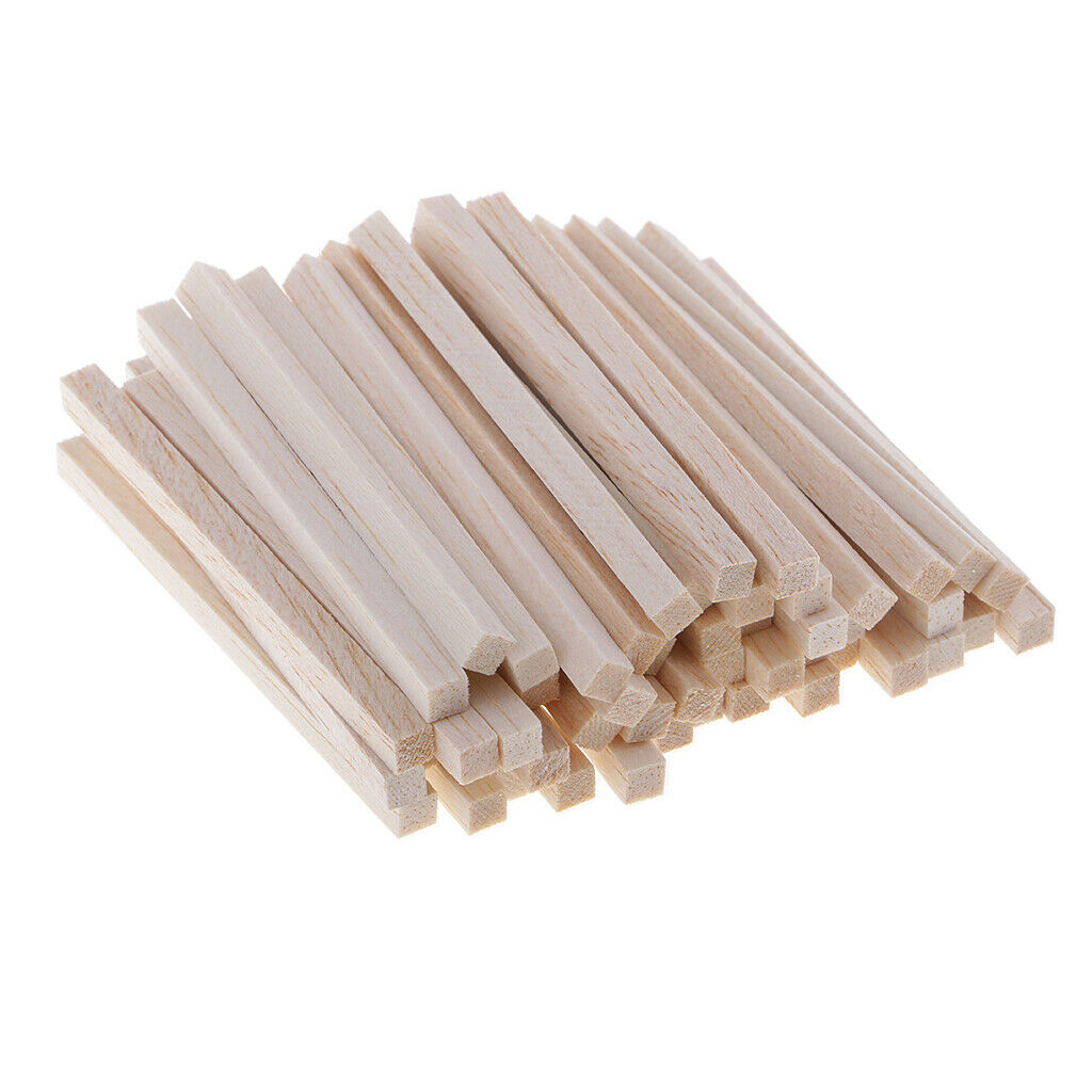 100 Pack Balsa Wood Shapes Square Wooden Dowel Rod DIY Modelling Hobbies