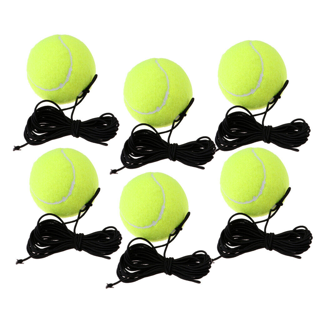 6Pcs/Set Single Tennis Training Ball and String Replacement for Self Exercise