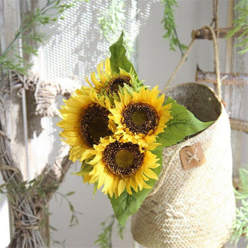 7 Heads Elegant Yellow Sunflower Silk Artificial Flowers Bouquet Home Decor