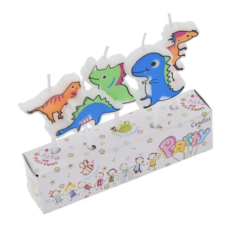 5x Dinosaur Birthday Candles Party Cake Topper Cartoon Cute Animal Home Supplies