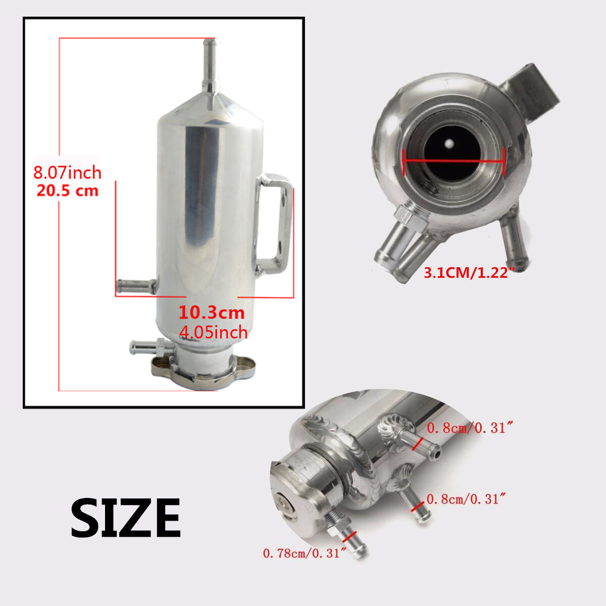 350ml Car Overflow Catch Tank Radiator Coolant Bottle Header Aluminum Reservoir