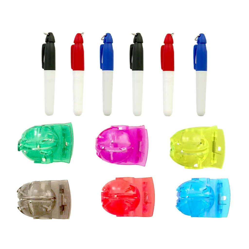 6 Packs Tongs Golf Ball Line Marker Alignment Pens Drawing Tool Accessories