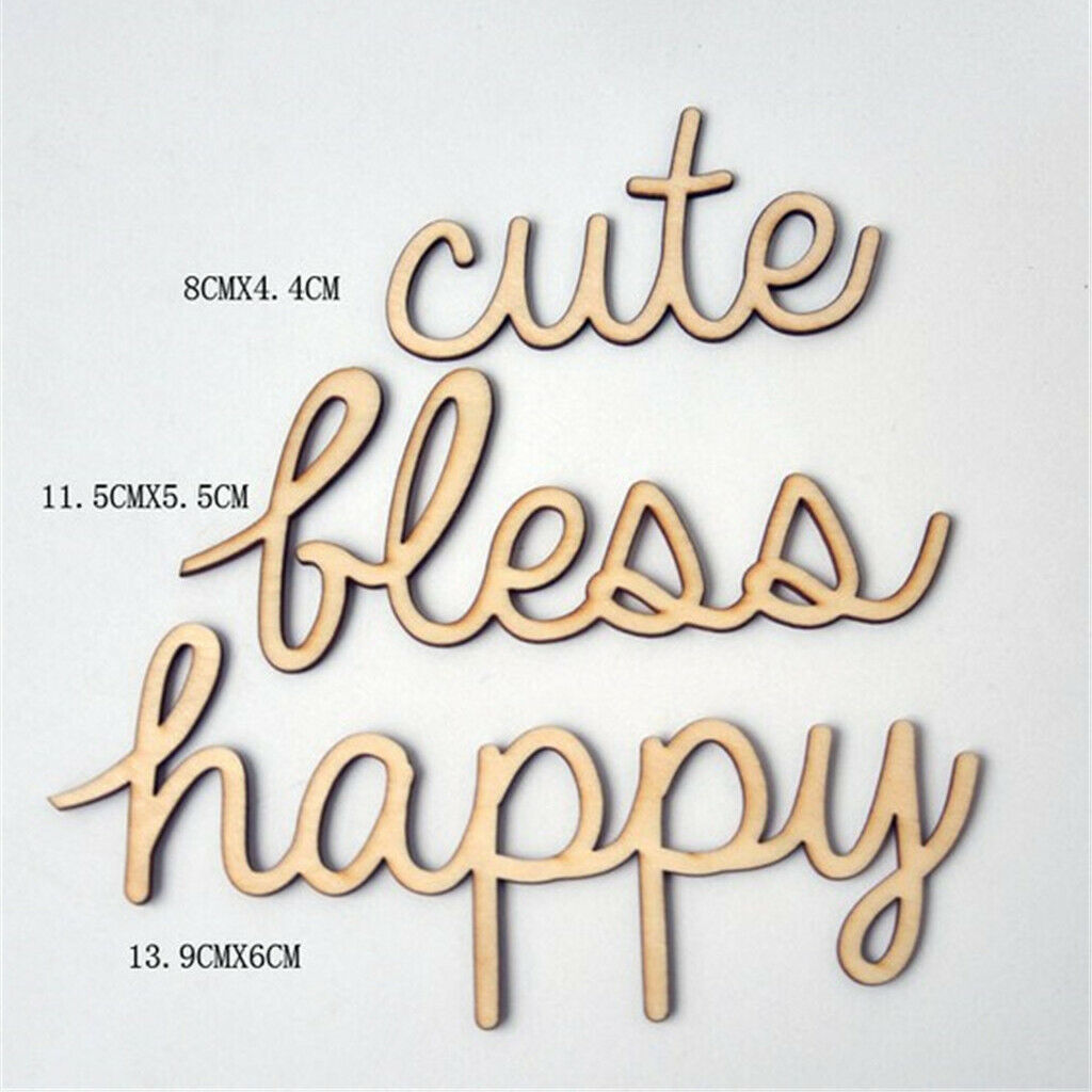6x Wooden Words Happy Alphabets Set Home Party Decor