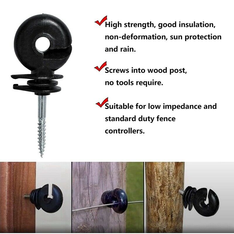 25Pcs Screw Fence Insulators Electric Fence Insulator Screw-in Insulator FenceU7