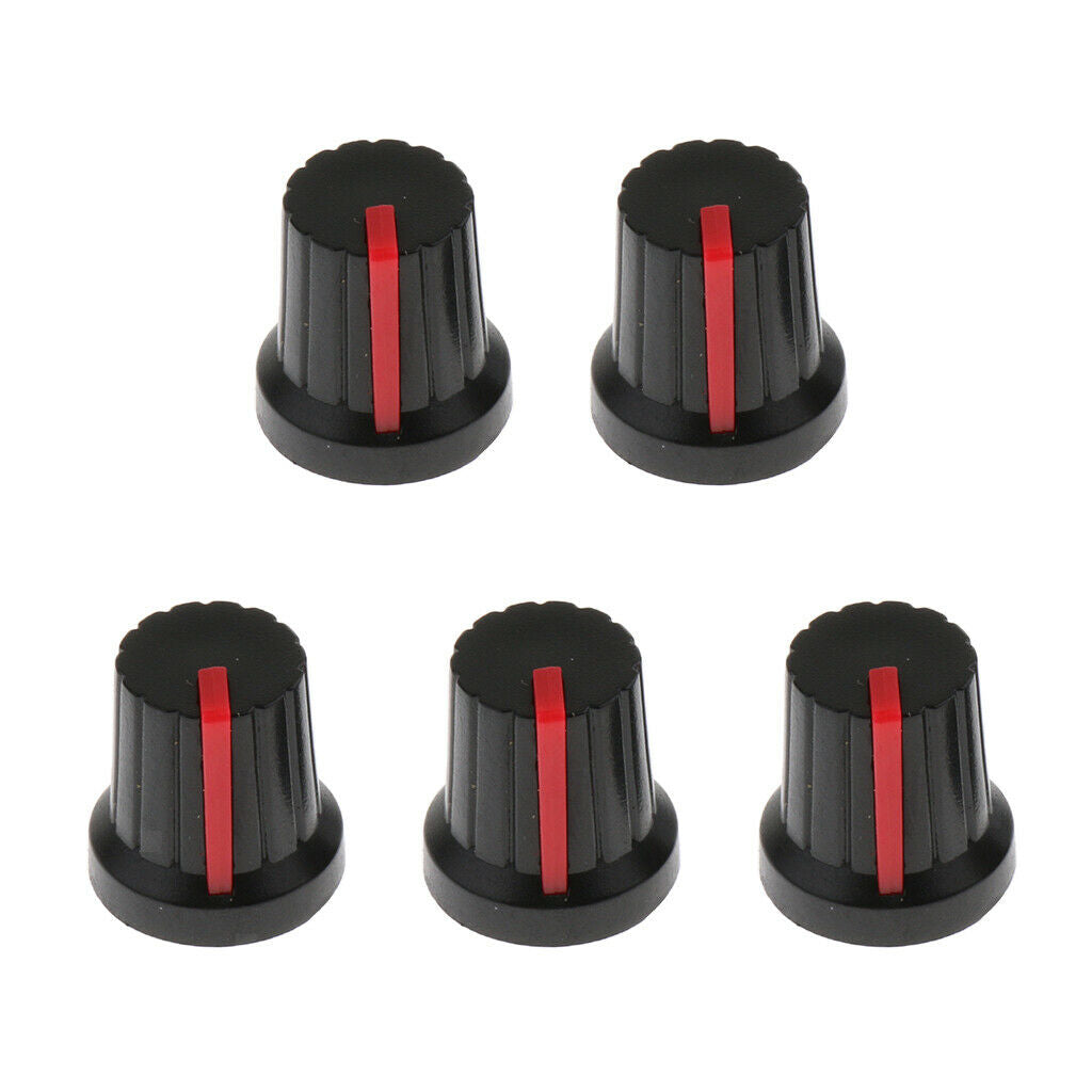 5pcs Plastic Guitar Effect Pedal Knob Amp Amplifier Control Knobs Black+Red