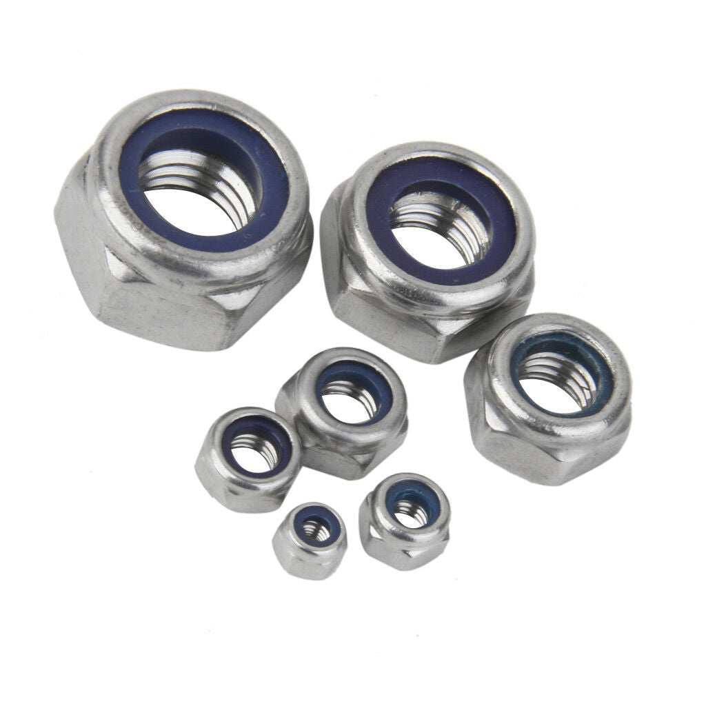 10Pcs M3 A2 Stainless Steel Nylon Insert Hex Lock Nuts to Fit Metric Bolts