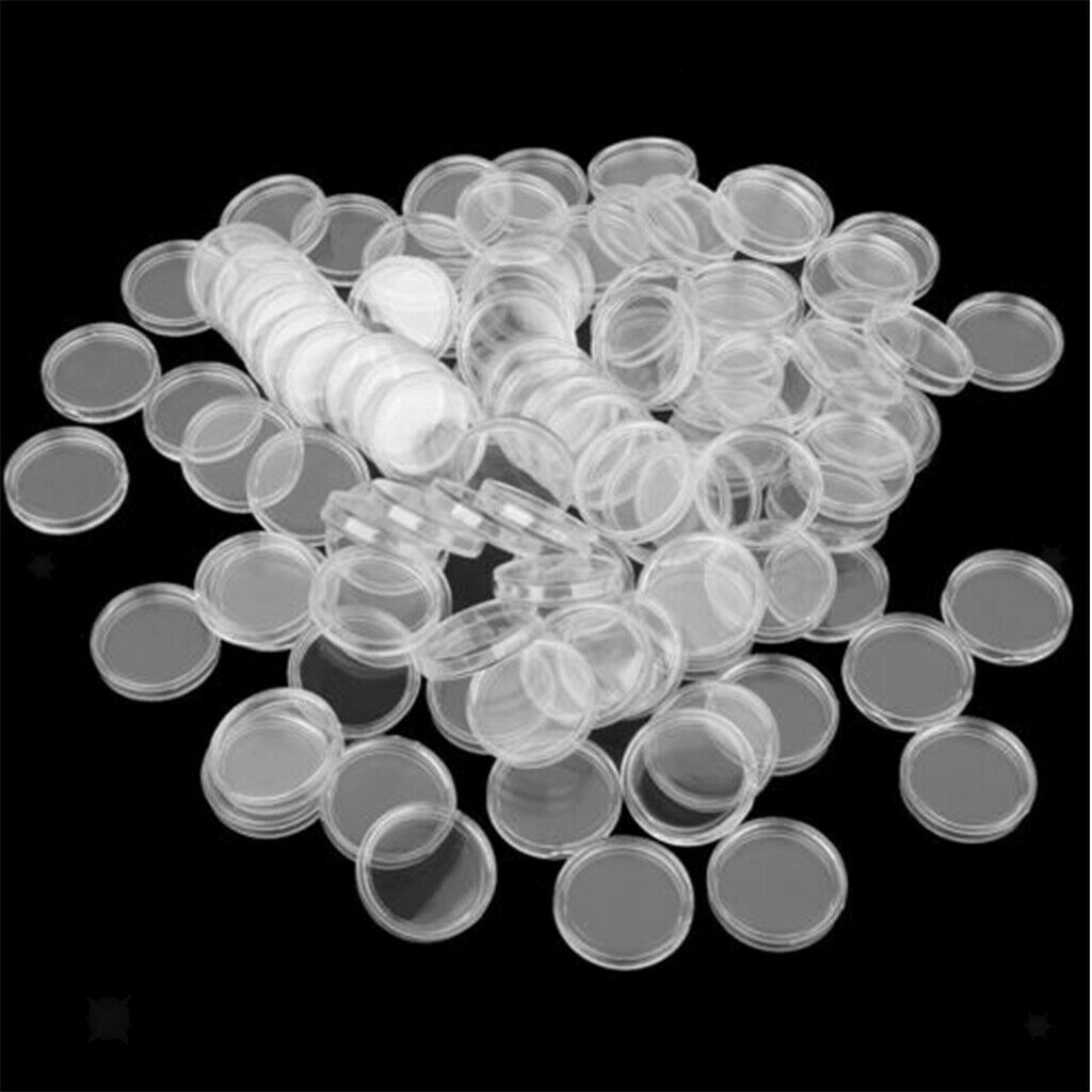 100Pcs Plastic Memorial Coin Storage Capsules Storage Box Collect 22mm