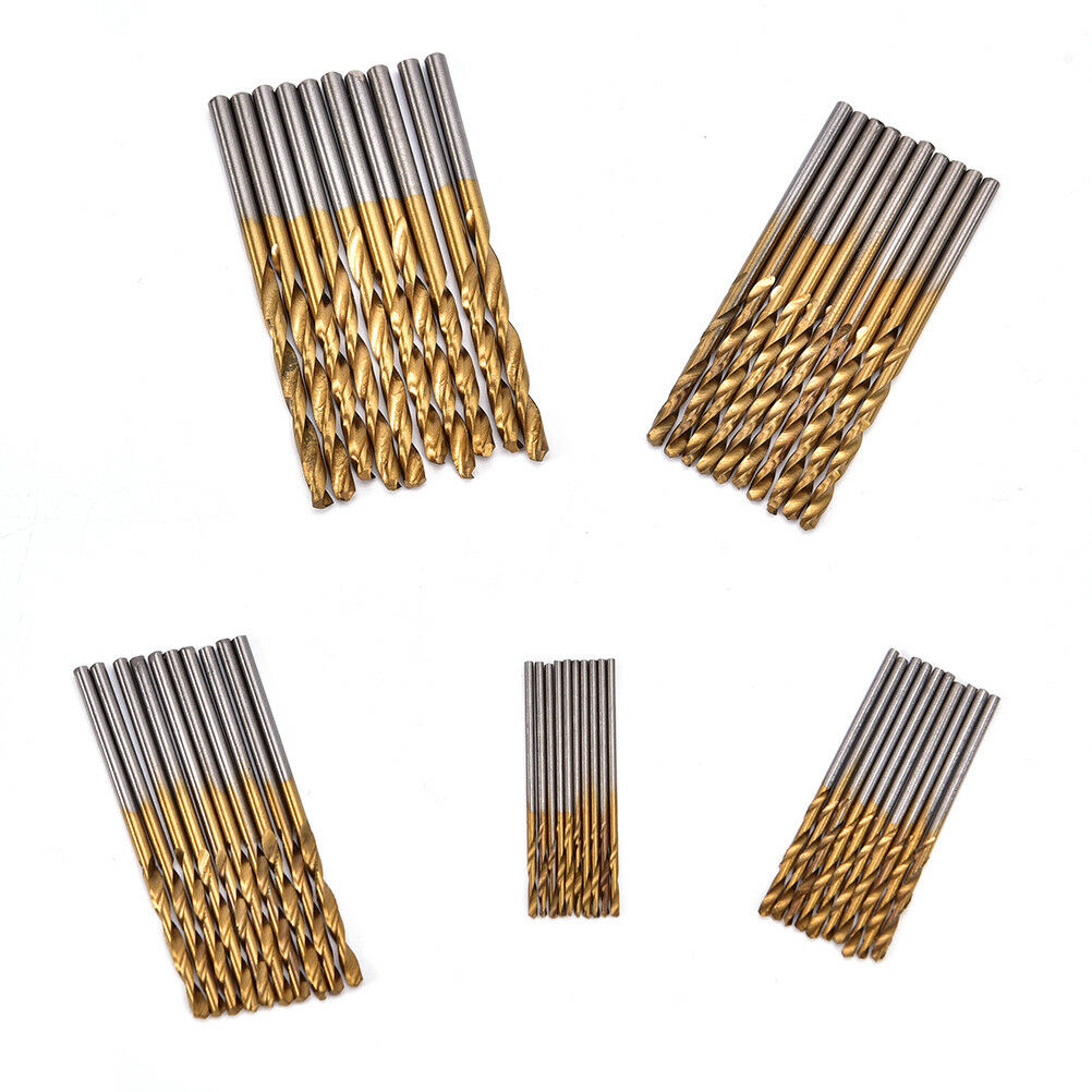 50Pcs 1/1.5/2/2.5/3mm Titanium Coated HSS High Speed Steel Drill Bit Set TooDD