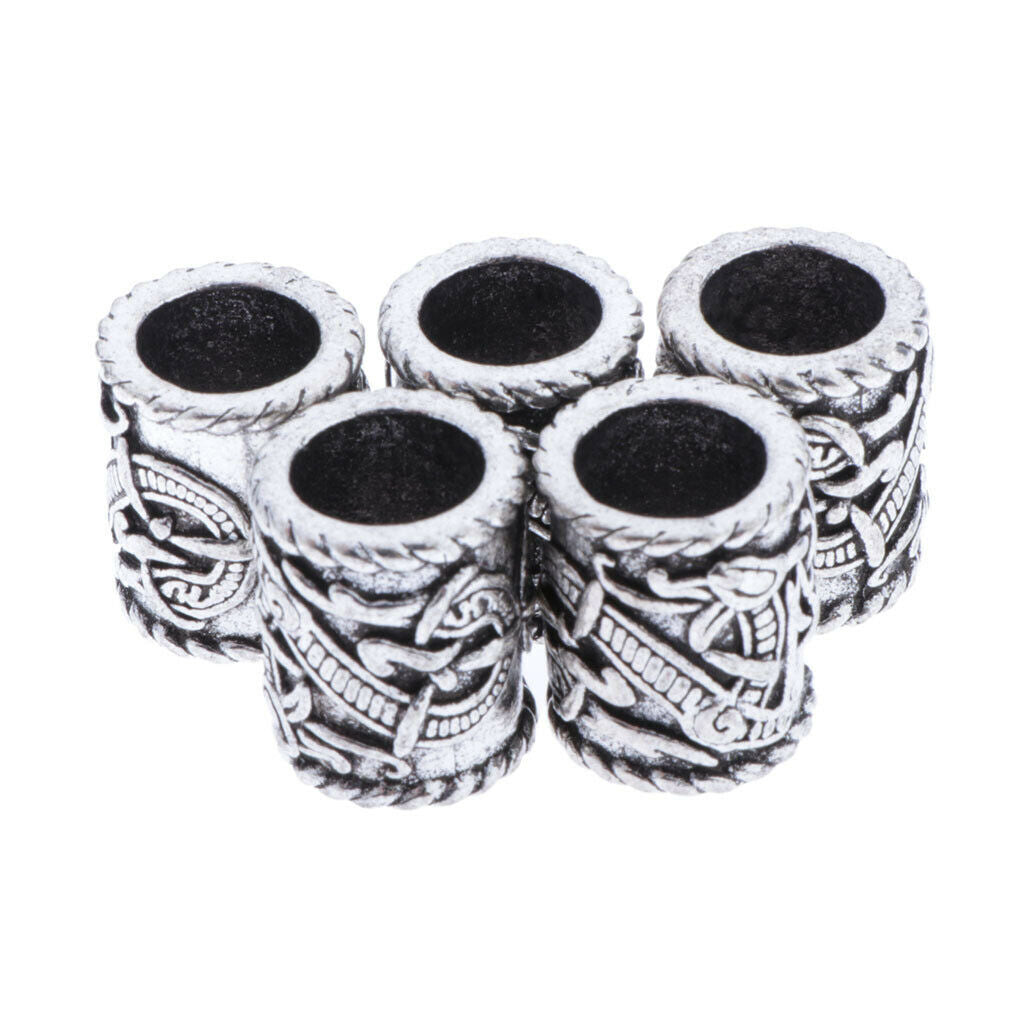 Prettyia 5x Large Norse Viking Dragons Rune Beads for Hair Beard DIY Jewelry