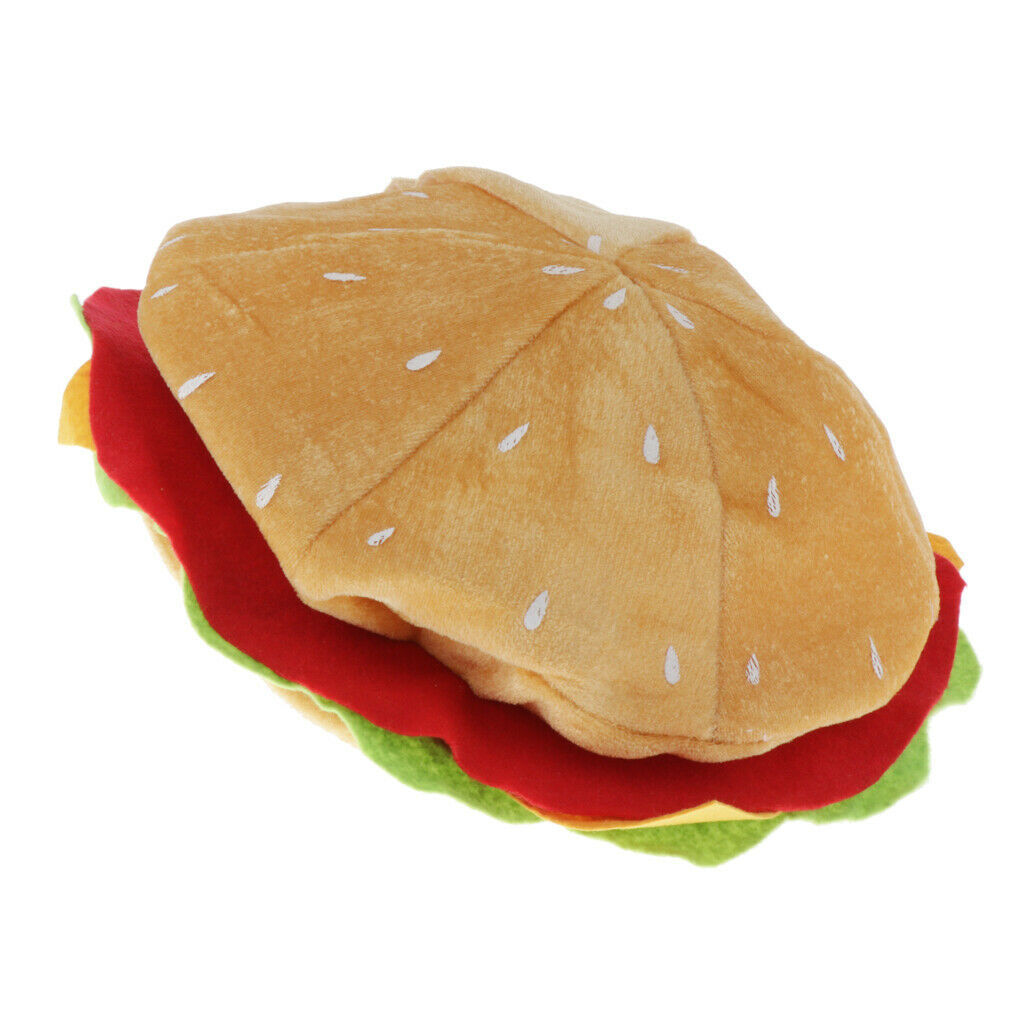 Novelty Fast Food Hat - Plush Hamburger Cheeseburger Hat Party Props