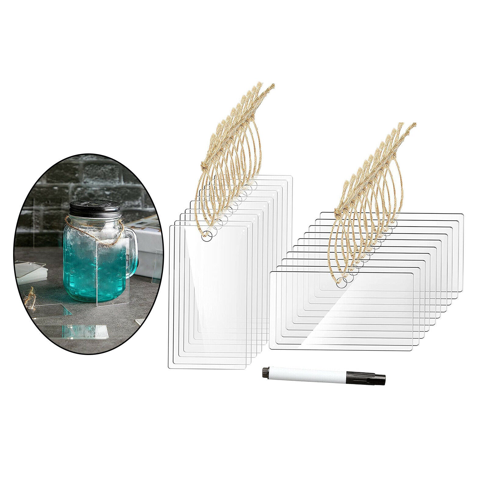 20Pcs Acrylic Label Reusable Blank Drilling for DIY Furniture Ornament DIY