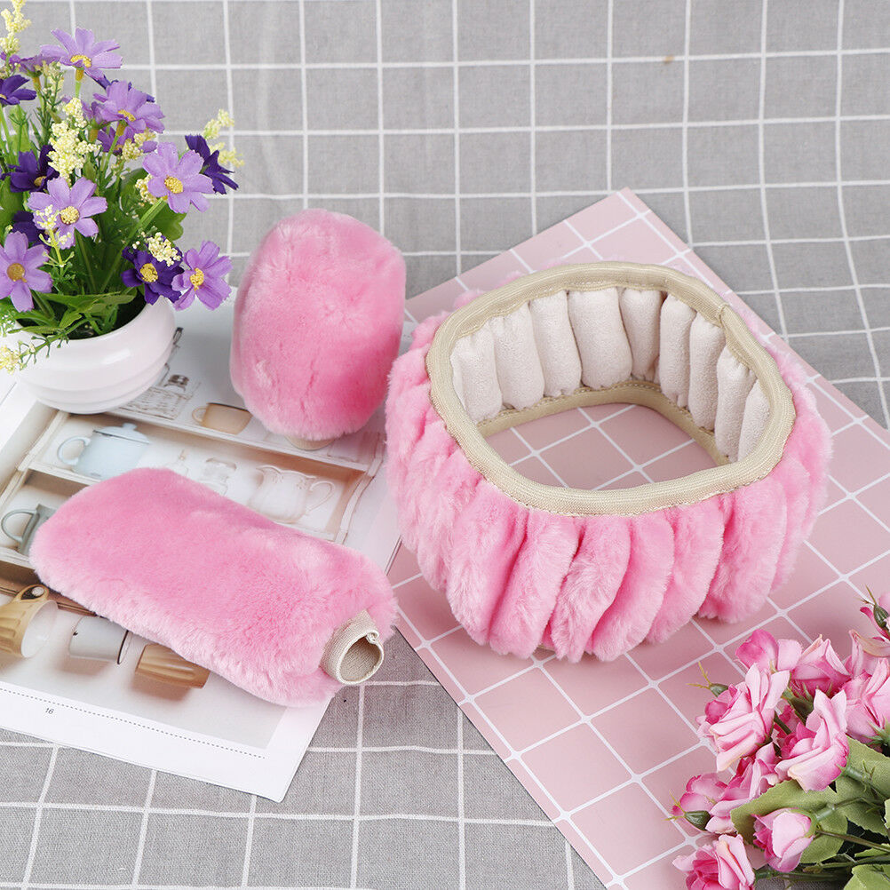 3Pcs/set Winter pink soft warm plush car steering wheel cover handbrake coversBD