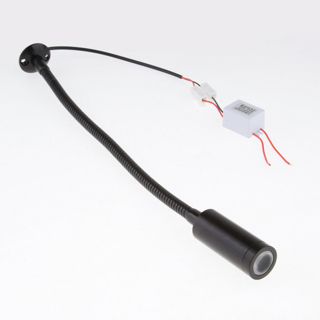 12V 2W Gooseneck LED Reading Lamp Chart/Map Light for Boat Marine Black