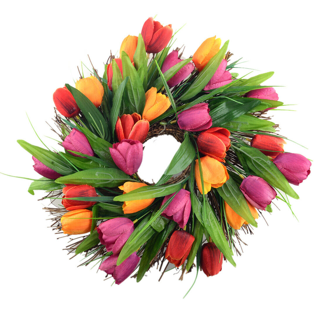 1pc Spring Artificial Tulip Front Door Wreath Home Wall Window Hanging Decor