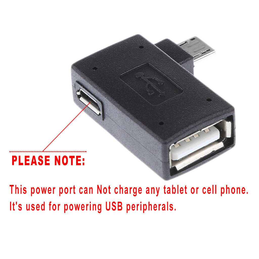2 Pcs 90 degree Angle Micro USB2.0 OTG Host Adapter with USB Power