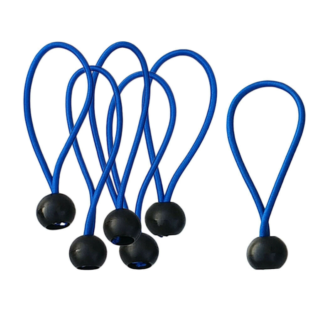 12pcs 4inch Ball Bungee Cords Blue Elastic String Canopy Tarp Tie Down Straps