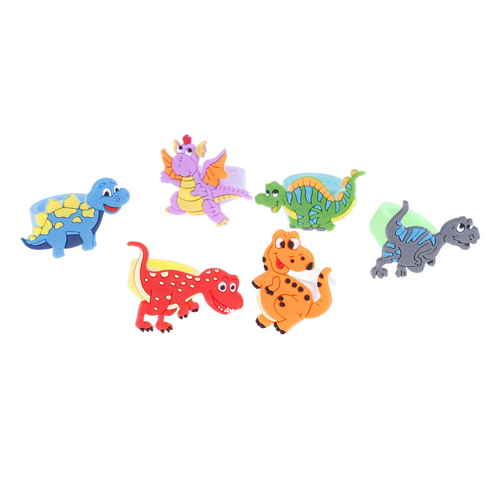 6Pcs Environmental dinosaur ring female PVC ring children's cartoon .l8