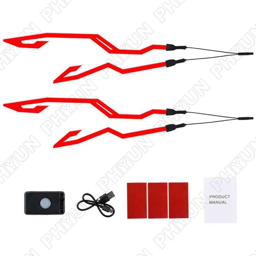 Red LED Motorcycle Scooter Helmet Flashing Light Stripe Bar Decoration Lamps 2x