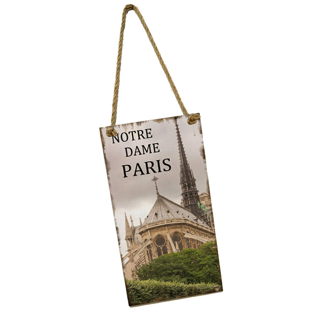 Hanging Wall Poster DIY Hanging Wooden Plaque Notre Dame de Paris Style 1
