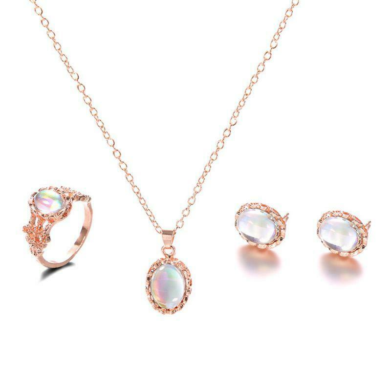 1 Set Women Jewelry Earrings Ring Necklace Pendant Stone For Gifts Wedding Party