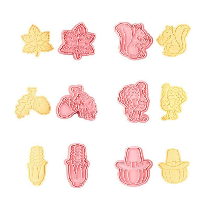6 PCS Thanksgiving Pine Cone Pumpkin Turkey Squirrel Shaped Plastic Material