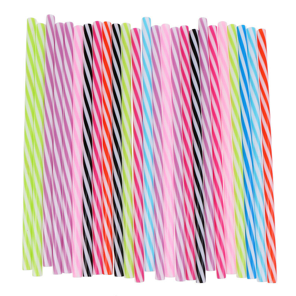 25Pack Reusable Stripe Jar Straws & Cleaning Brush Party Tableware Favors