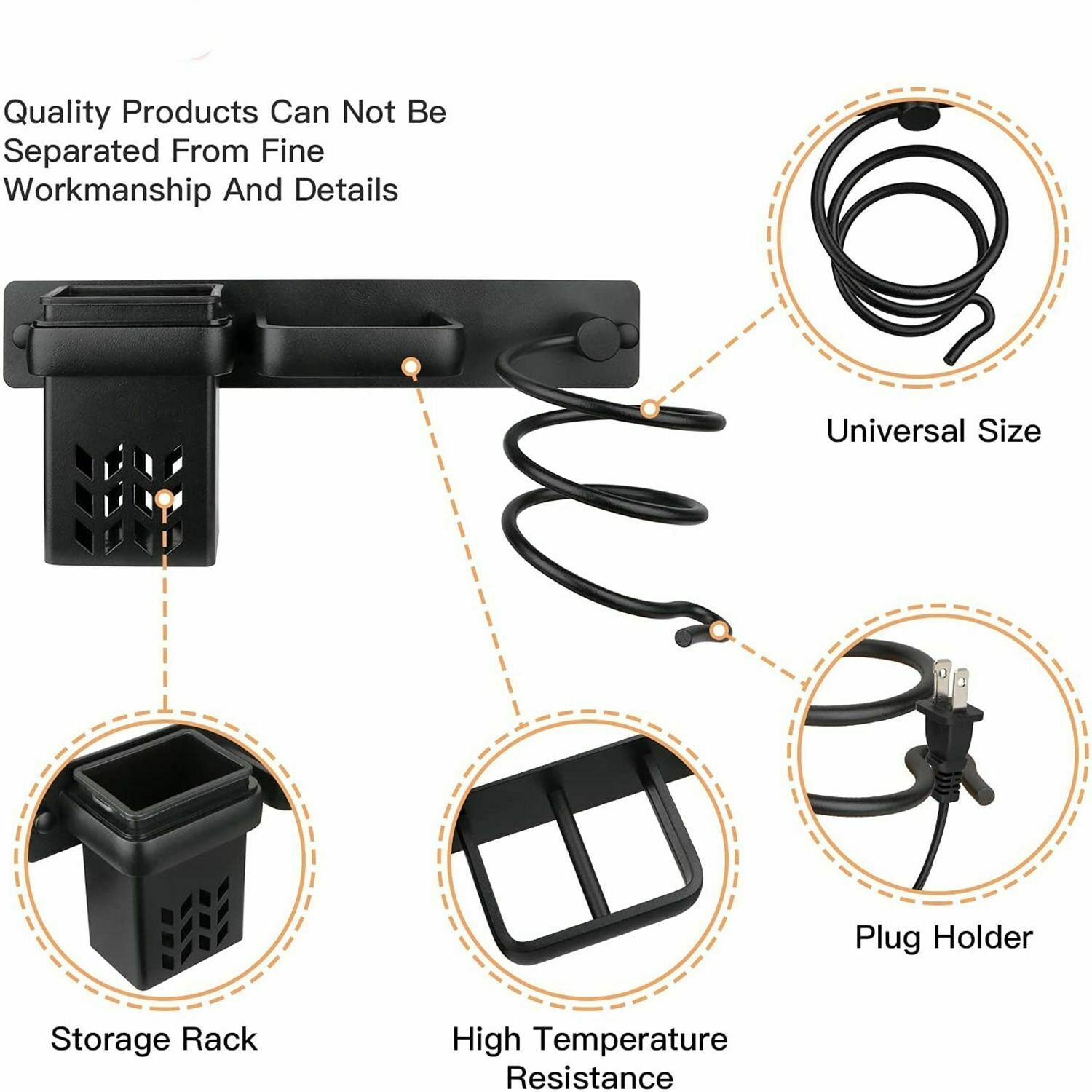Accessories Wall-mounted Shelf Hair Dryer Rack Storage Holder Storage Box
