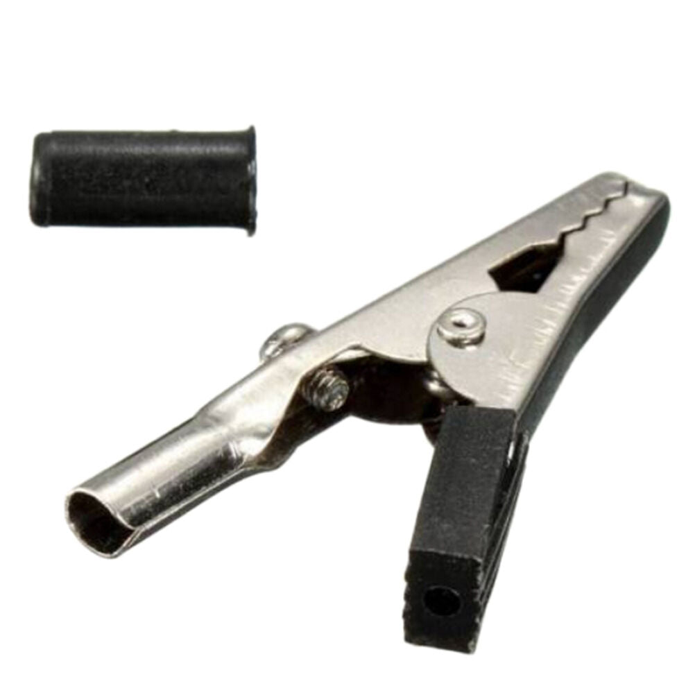 2X Red Black Alligator Clip Clamp to 4mm Banana Female Jack Test Adapter 55mm、DD