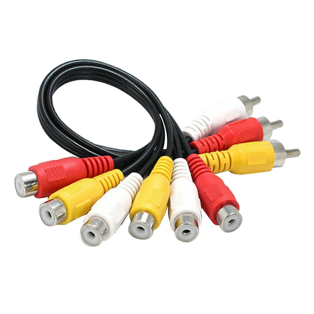 1x AV adapter cable 3 RCA male to 6 RCA female splitter audio video AV
