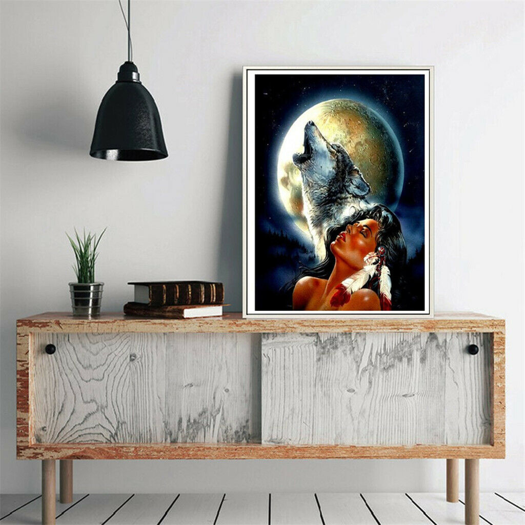 Popular Full Drill Diamond Painting Kit Rhinestones Picture Beauty and Wolf