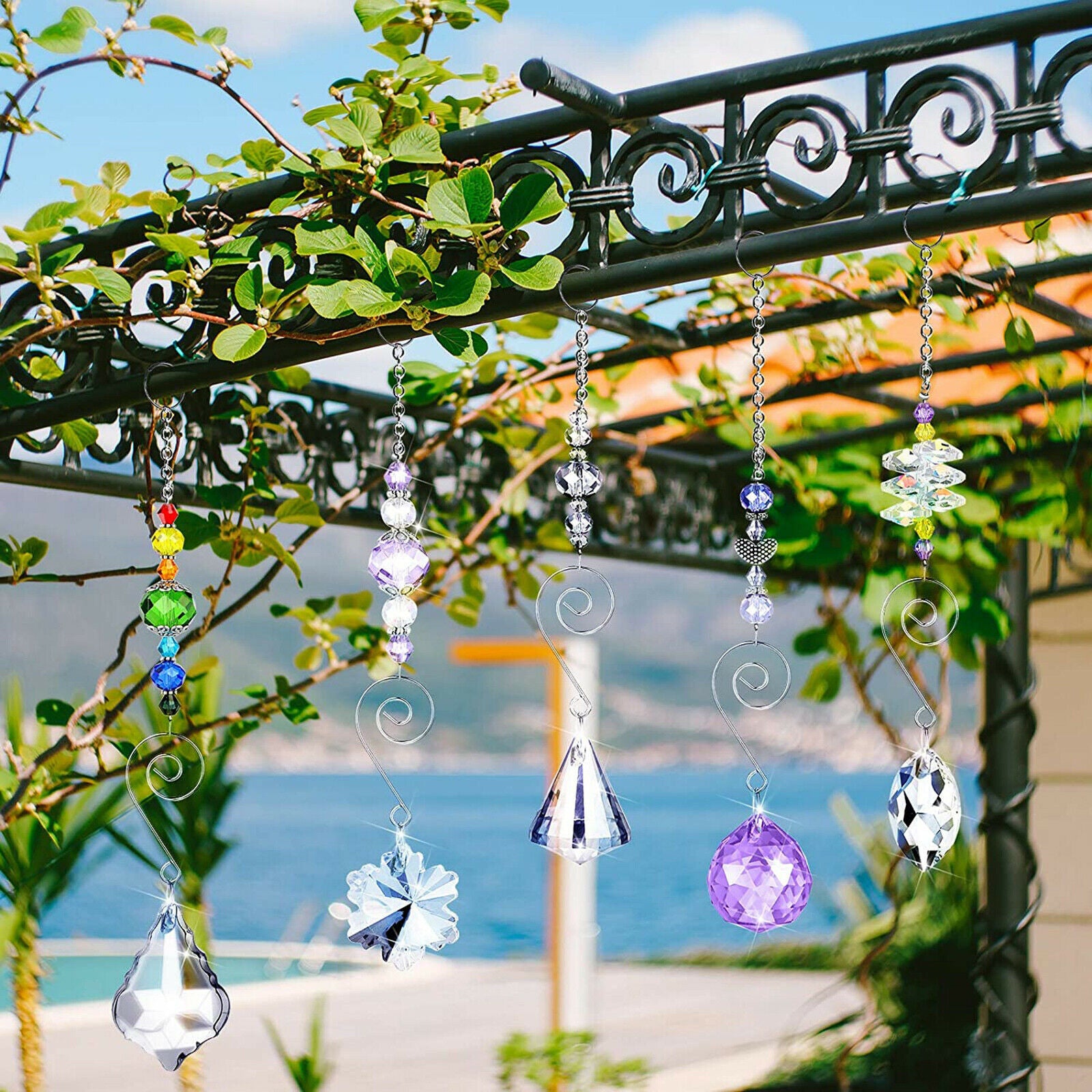 9 Packs Colorful Crystals   Window Suncatcher for Wall Christmas