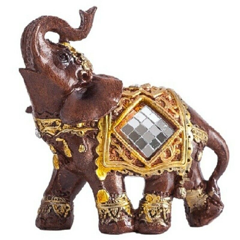 Home Decor Wood Grain Elephant Desktop Statue Lucky Feng Shui Sculpture WealG2T3