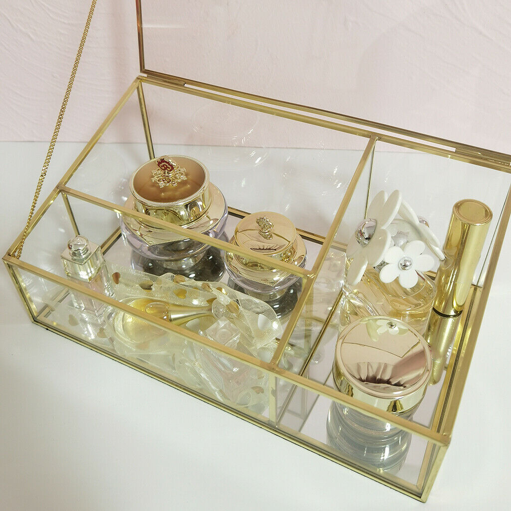 Noble Clear Storage Box Trinkets Organizer Display Case 3-Grids Tidy Tray
