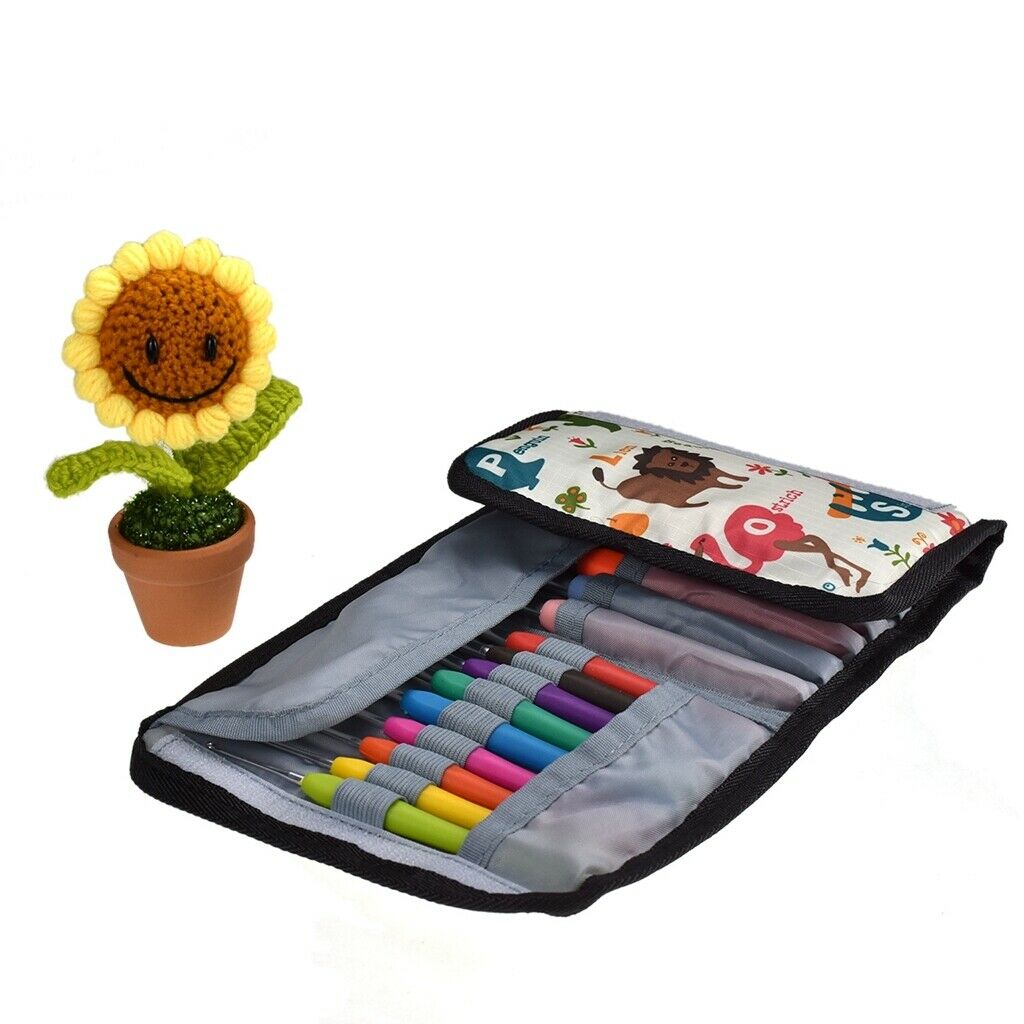 Set of 46 Crochet Hooks Kit with Case Portable Knitting Yarn Ruler Tools Bag