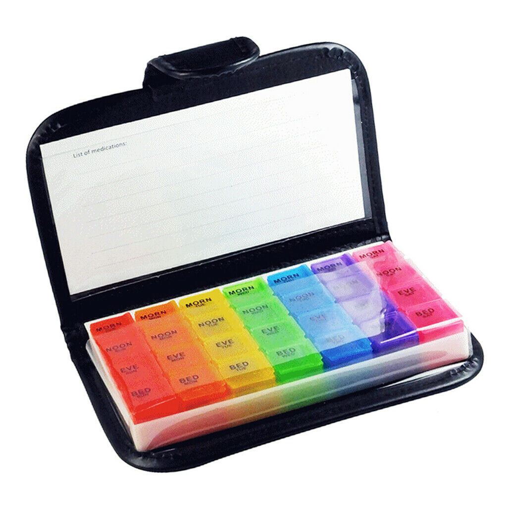 Weekly Travel Case Multicolor Plastic Moisture-Resistant Leather Pill Box