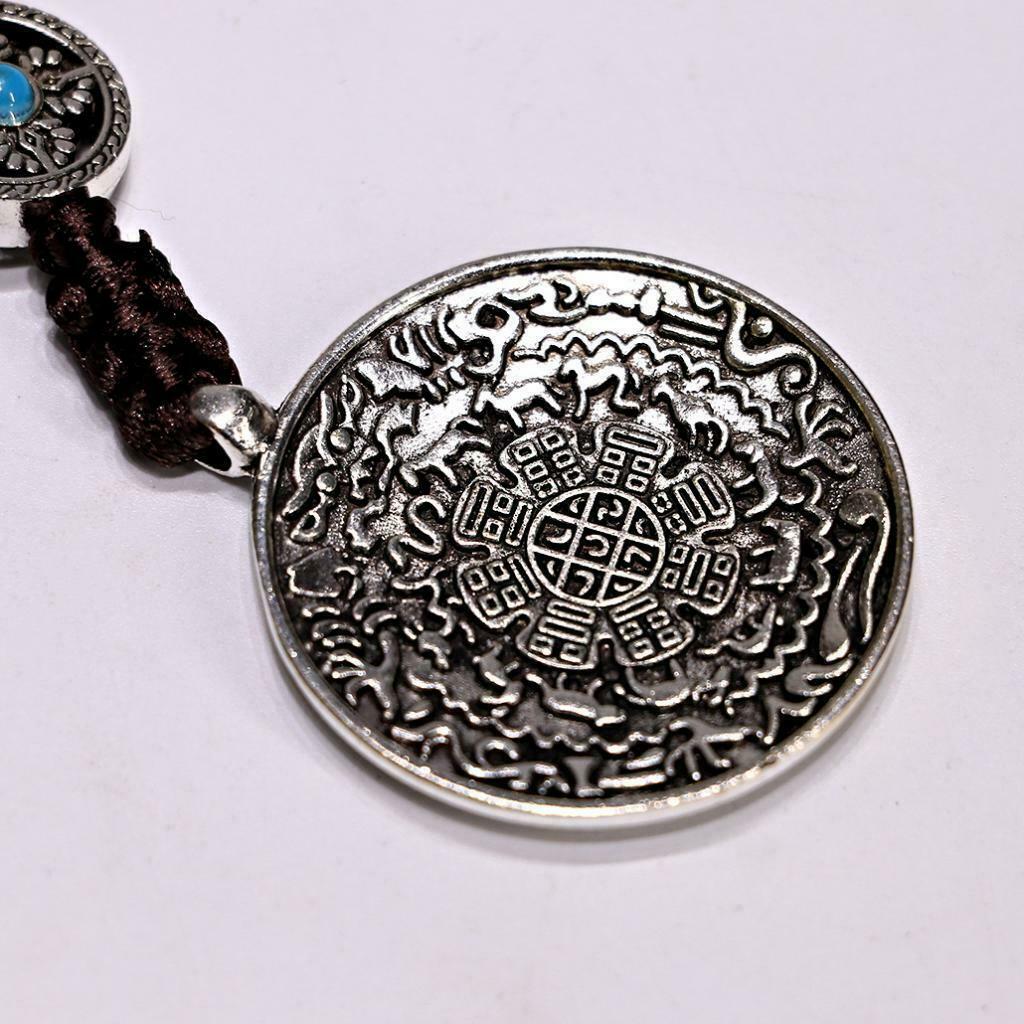 Tibetan Shamans Buddhism Copper Mirror Amulet Pendant Necklace Car Hanging L