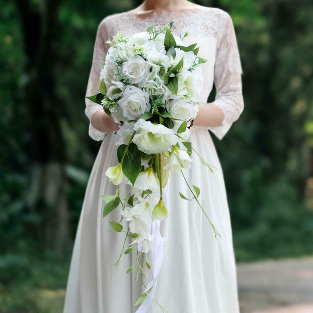 Unique Waterfall Design Wedding Bridal Bouquet Artificial Flowers Silk Flowers