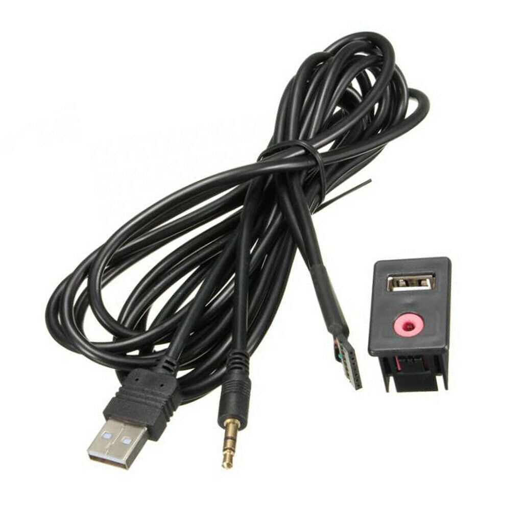 3.5mm USB  Panel Car Dashboard Mounted Cable Adapter Adaptor
