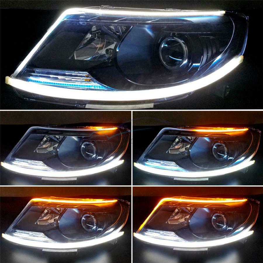 2× 12V RGB Waterproof Universal Car Styling DRL Flexible Soft LED Strip Light