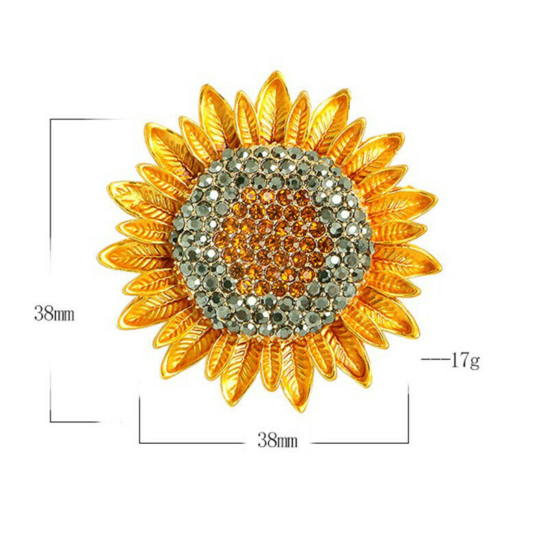 1pc Jewelry Charming Sunflower Flowers Yellow Rhinestone Crystal Brooch P.l8