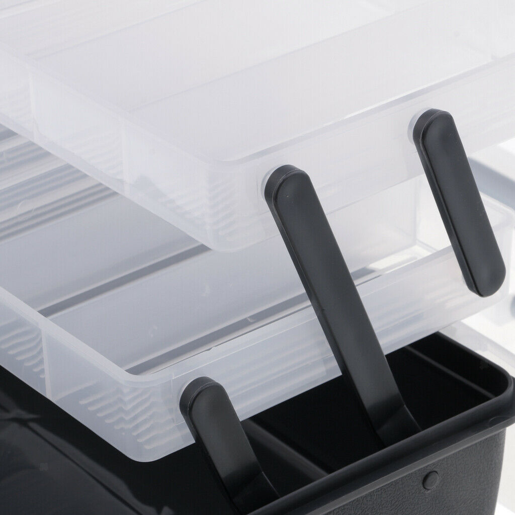2 Tray Cantilever Fishing Tackle Box Baits Case With Individual Compartments