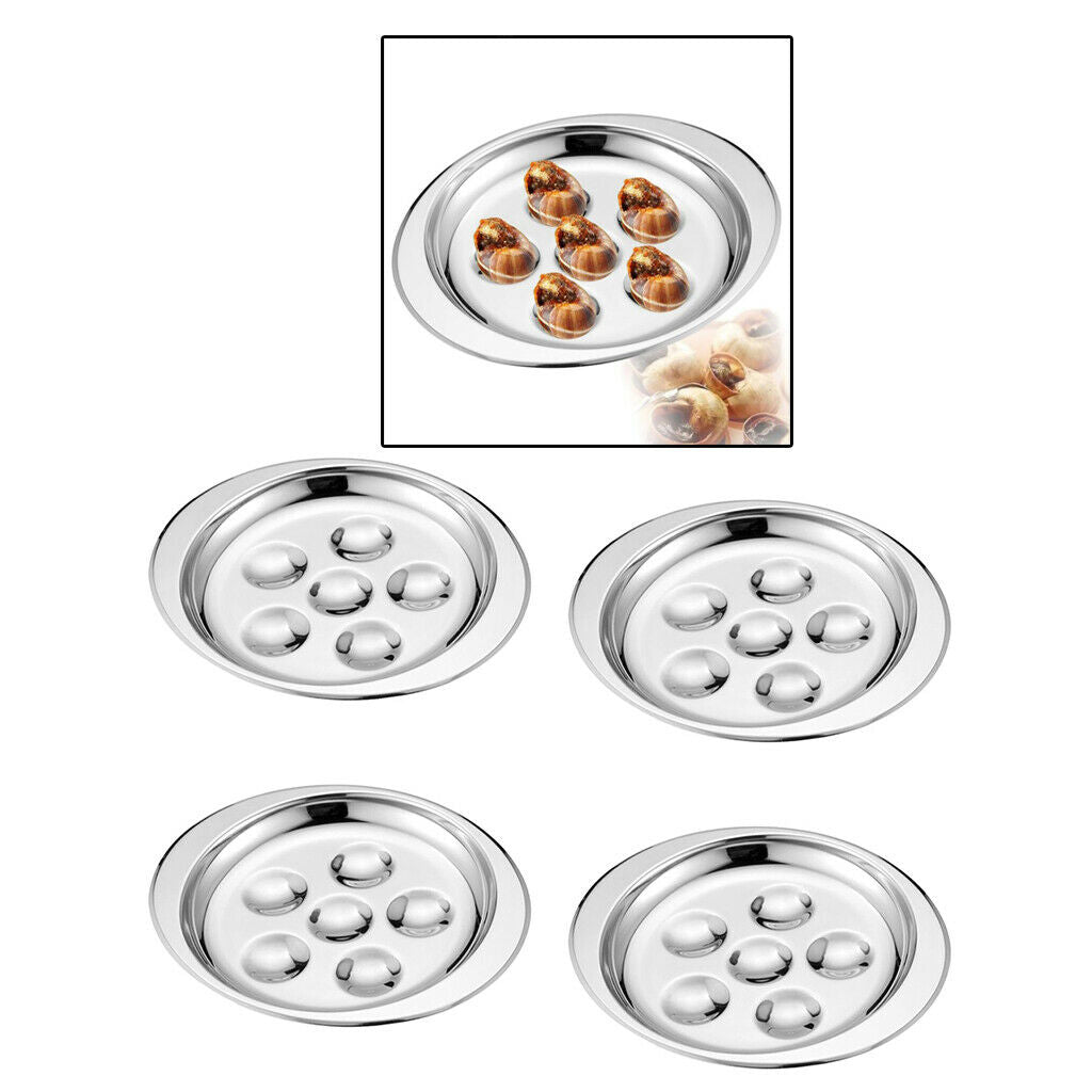 4 Pieces French Escargot Plate Platter Mushroom Snail Dish Server Set